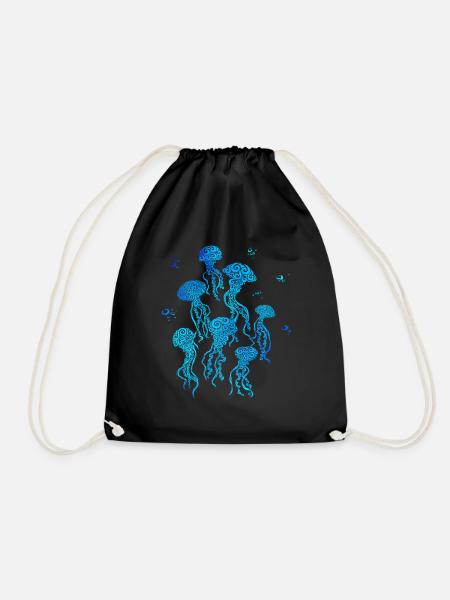 Swirly Jellyfish - Turnbeutel - Schwarz