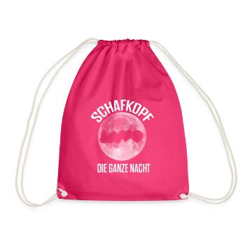 Bierkopf Schafkopf die ganze Nacht Wirtshaus Bier - Turnbeutel - Fuchsia - Vorne
