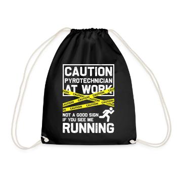 Caution Pyrotechnician At Work - Pyrotechniker - Drawstring Bag - black - Front