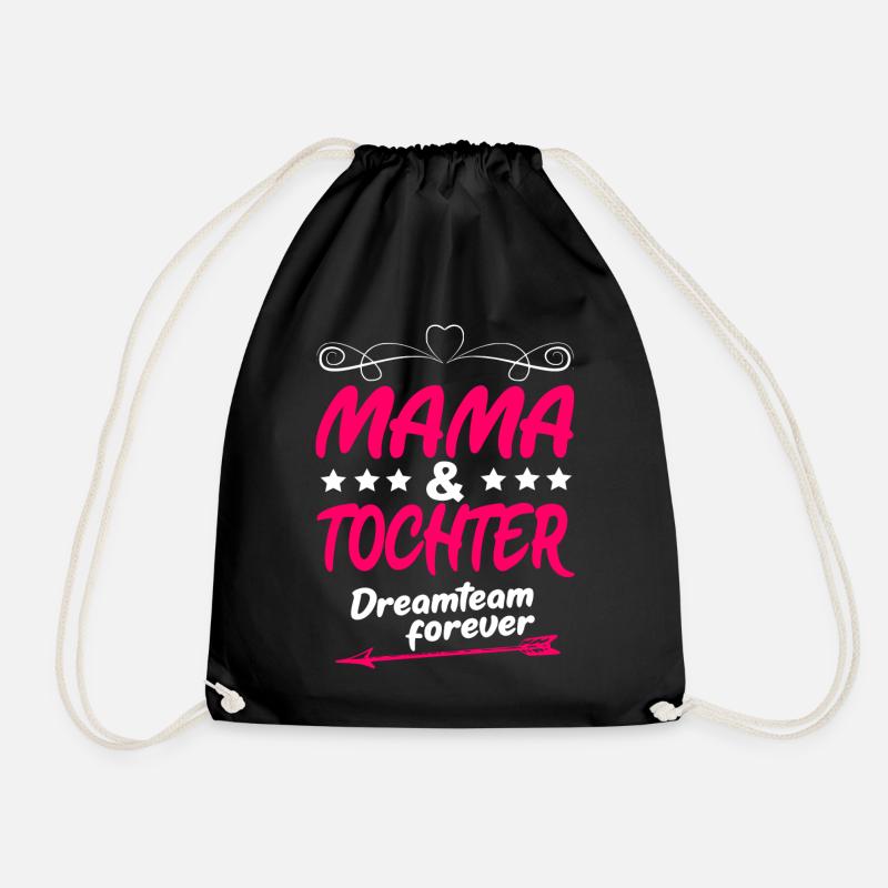 Mom daughter gift gift idea dreamteam - Drawstring Bag - black