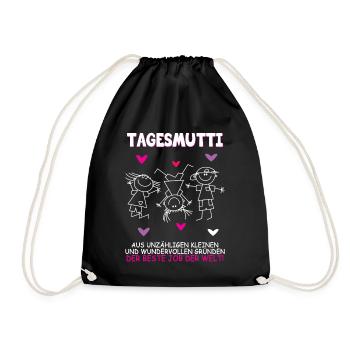 Tagesmutter Tagesmutti Erzieherin Kita Geschenk - Turnbeutel - Schwarz - Vorne