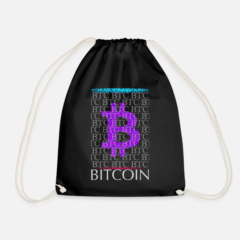 BTC Bitcoin Krypto Coin Kryptowährung Logo symbol - Turnbeutel - Schwarz