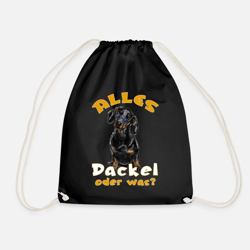 Alles Dackel oder was? Lustiges Dackeldesign - Turnbeutel - Schwarz