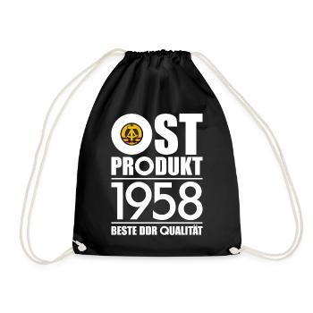 OSTPRODUKT 1958 DDR OSSI 68. GEBURTSTAG - Turnbeutel - Schwarz - Vorne