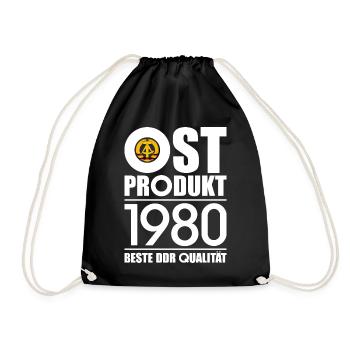 OSTPRODUKT 1980 DDR OSSI 46. GEBURTSTAG - Turnbeutel - Schwarz - Vorne