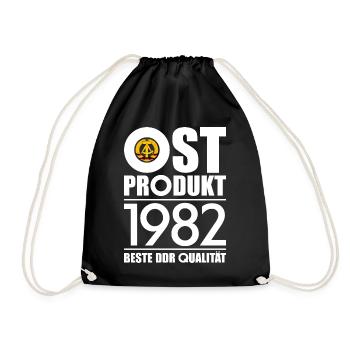 OSTPRODUKT 1982 DDR OSSI 44. GEBURTSTAG - Turnbeutel - Schwarz - Vorne