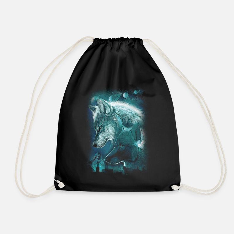WOLVES PLANET SPACE SPIRITUALITY - Drawstring Bag - black