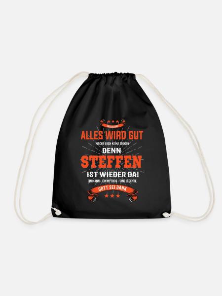 alles wird gut denn Steffen Ist da T-Shirt - Turnbeutel - Schwarz