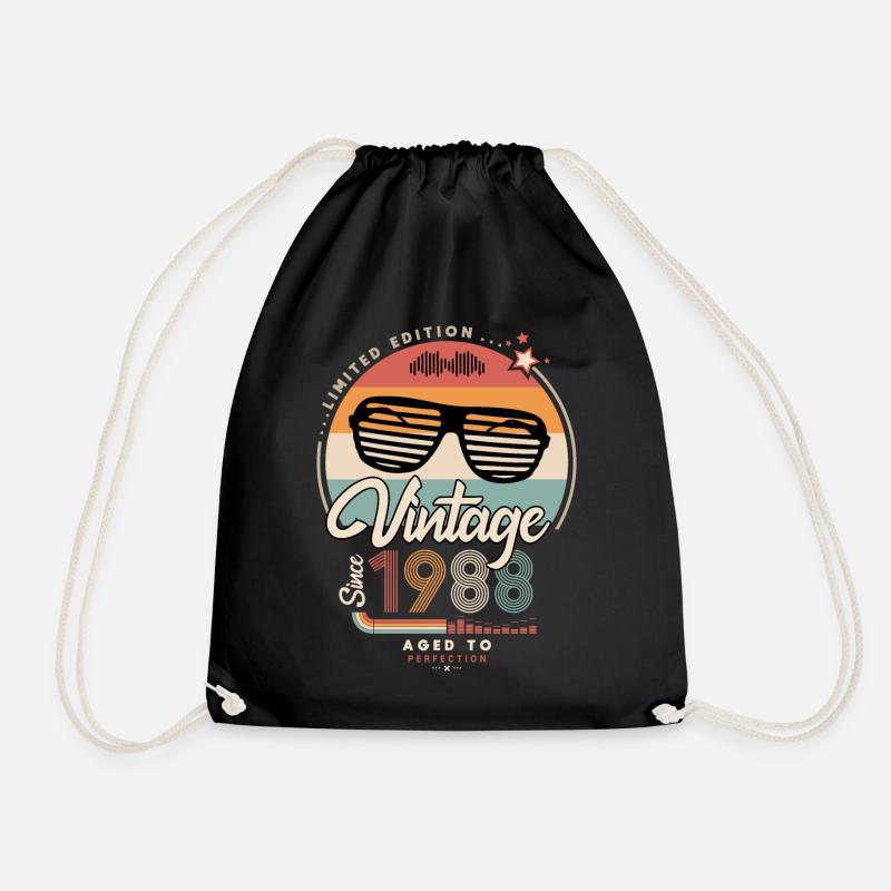 Vintage since 1988 - Drawstring Bag - black