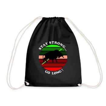 Sunsetmotiv Börse Bulle Stay Strong Go Long Spruch - Turnbeutel - Schwarz - Vorne