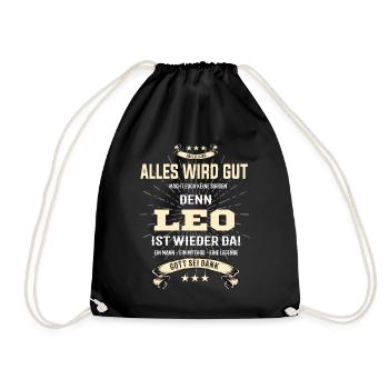 alles wird gut denn Leo Ist da T-Shirt - Turnbeutel - Schwarz - Vorne