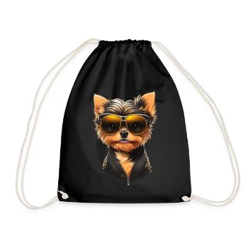 Dog With Sunglasses - Turnbeutel - Schwarz - Vorne