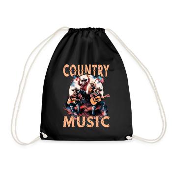 Country Music Guitar Singer Western USA Vintage - Drawstring Bag - black - Front
