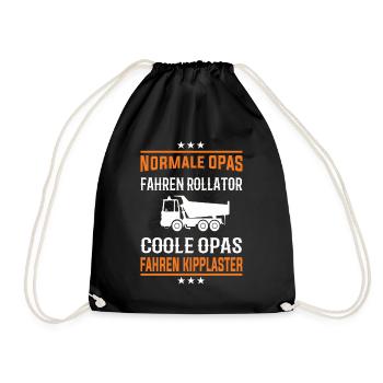 Coole Opas fahren Kipplaster Design - Turnbeutel - Schwarz - Vorne