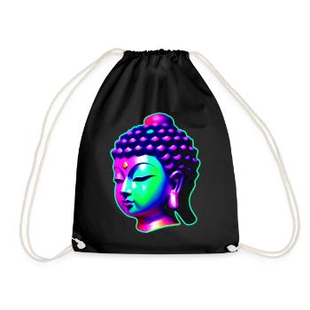 Buddha head in chakra colors - Drawstring Bag - black - Front