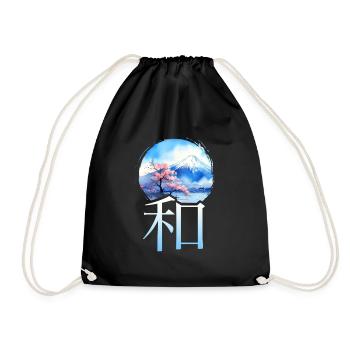 Japanese Kanji PEACE - Anime Shirt - Drawstring Bag - black - Front