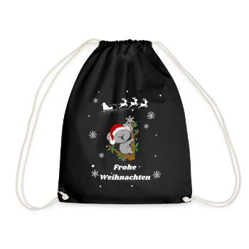 Frohe Weihnachten Koala - Turnbeutel - Schwarz - Vorne