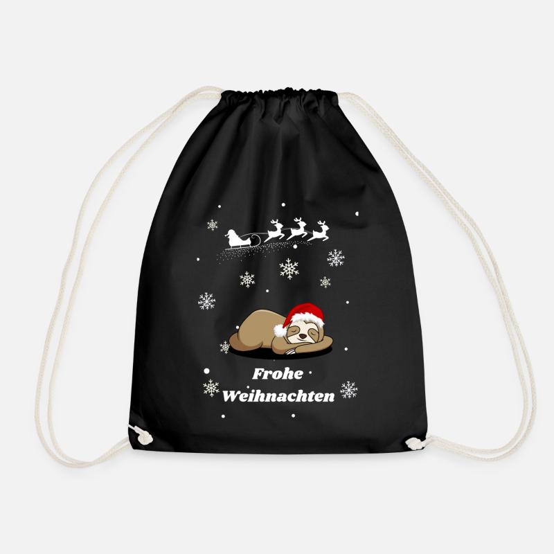 Frohe Weihnachten Faultier - Turnbeutel - Schwarz