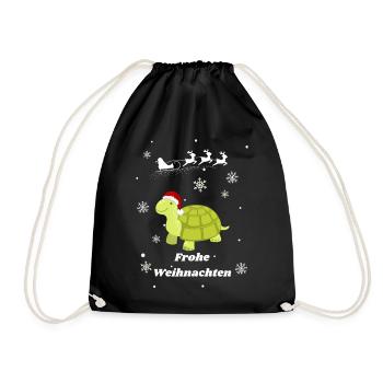 Frohe Weihnachten Schildkröte - Turnbeutel - Schwarz - Vorne