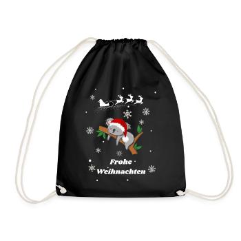 Frohe Weihnachten Koala - Turnbeutel - Schwarz - Vorne