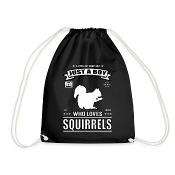 Just a Boy Who Loves Squirrel Outfit - Drawstring Bag - black - Front
