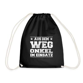 Out of the Way Uncle in Action Design - Drawstring Bag - black - Front