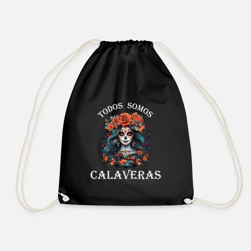 La Catrina, Halloween, Mexico, Muertos Sugar Skull - Turnbeutel - Schwarz