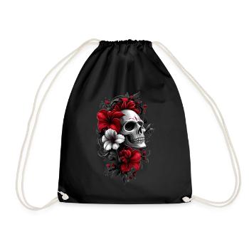 Crâne avec des fleurs - Sac de sport léger - noir - Devant