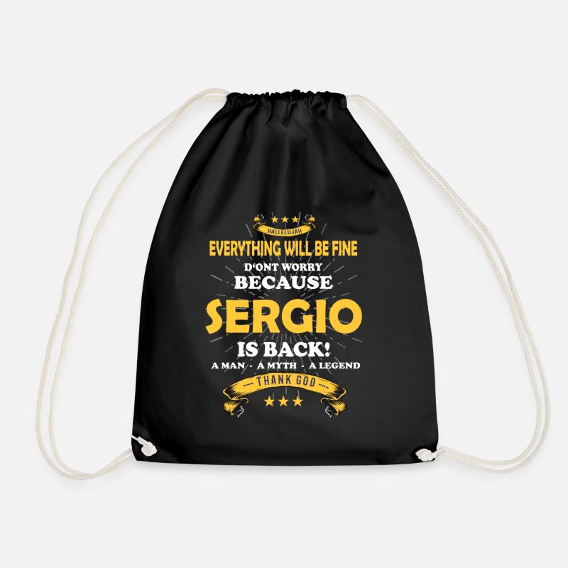 Everything will be fine Sergio Is back - Drawstring Bag - black