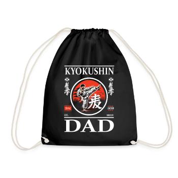 Kyokushin Karate Dad Design mit Karateka und Kanji - Turnbeutel - Schwarz - Vorne