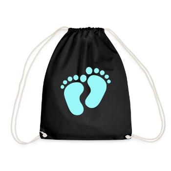 Fußspuren Fußabdrücke Babyfüsse Füsschen blau - Turnbeutel - Schwarz - Vorne