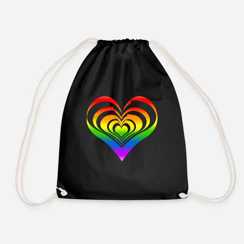 Herzliebhaber Regenbogen - Turnbeutel - Schwarz