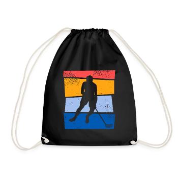 Retro Floorball Player Design Floorball Player - Drawstring Bag - black - Front