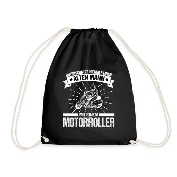 Motorroller Unterschätze Alten Mann Rentner Spruch - Turnbeutel - Schwarz - Vorne