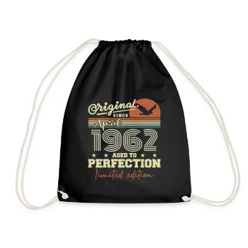 April 1962 Gift | 63rd Anniversary April 1962 - Drawstring Bag - black - Front