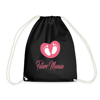 future mom, gift idea, birth, pregnancy - Drawstring Bag - black - Front