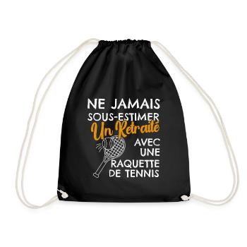 Cadeau Humour Tennis Homme Retraité - Sac de sport léger - noir - Devant