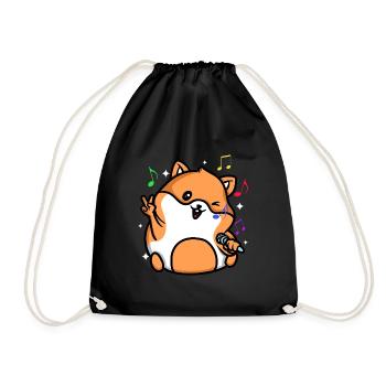Singing Hamster Animal Music Singer Rodent - Drawstring Bag - black - Front