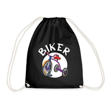 Bicycle Bike Bike Chain Three-wheel biker - Drawstring Bag - black - Front