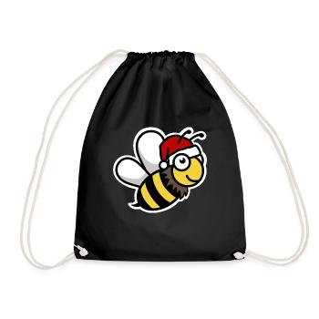 Christmas sweet bee Santa Claus - Drawstring Bag - black - Front