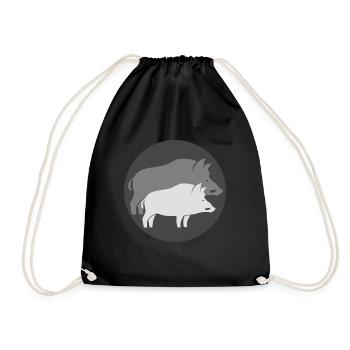 Jagdjagd Jagdjäger Wildschweine cooles Geschenk - Turnbeutel - Schwarz - Vorne