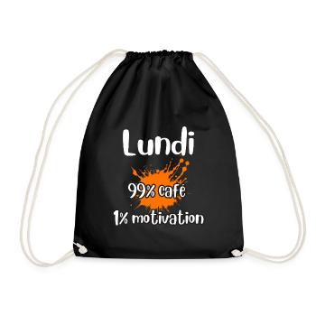 Office Humor Motivation Monday Coffee - Drawstring Bag - black - Front