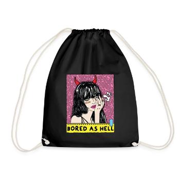 POP-ART Bored As Hell ARTWORK, Devil Frau 80s - Drawstring Bag - black - Front