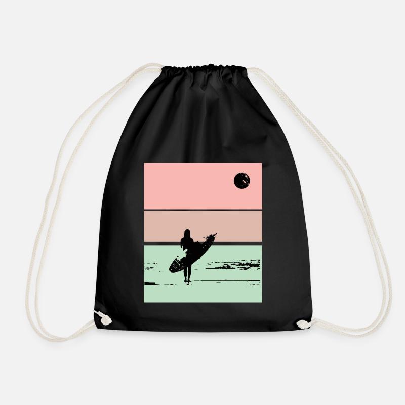 Waiting - Drawstring Bag - black