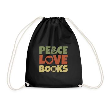 Peace Love Books - Drawstring Bag - black - Front