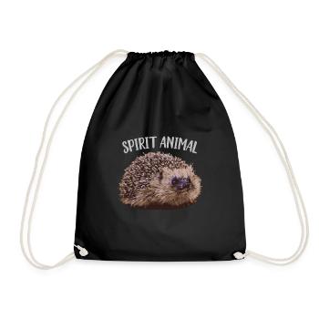 Hedgehog Spirit Animal - Drawstring Bag - black - Front