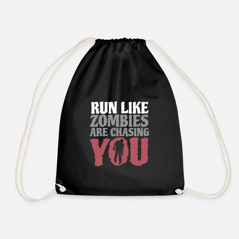 Run Like Zombies Are Chasing You - Drawstring Bag - black