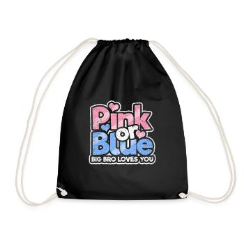 Pink Or Blue Big Bro Loves You - Drawstring Bag - black - Front