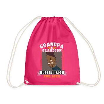 Grandpa And Grandson - Drawstring Bag - fuchsia - Front