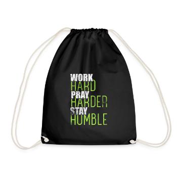 Travailler dur Prier plus durement rester humble chrétien - Sac de sport léger - noir - Devant